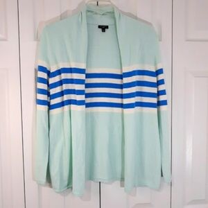 Talbots Knit Long-Sleeve Open Cardigan Green and Blue Sweater Size Small…